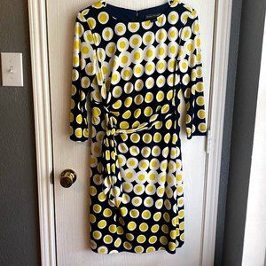 Polka Dot Wrap Dress Navy White